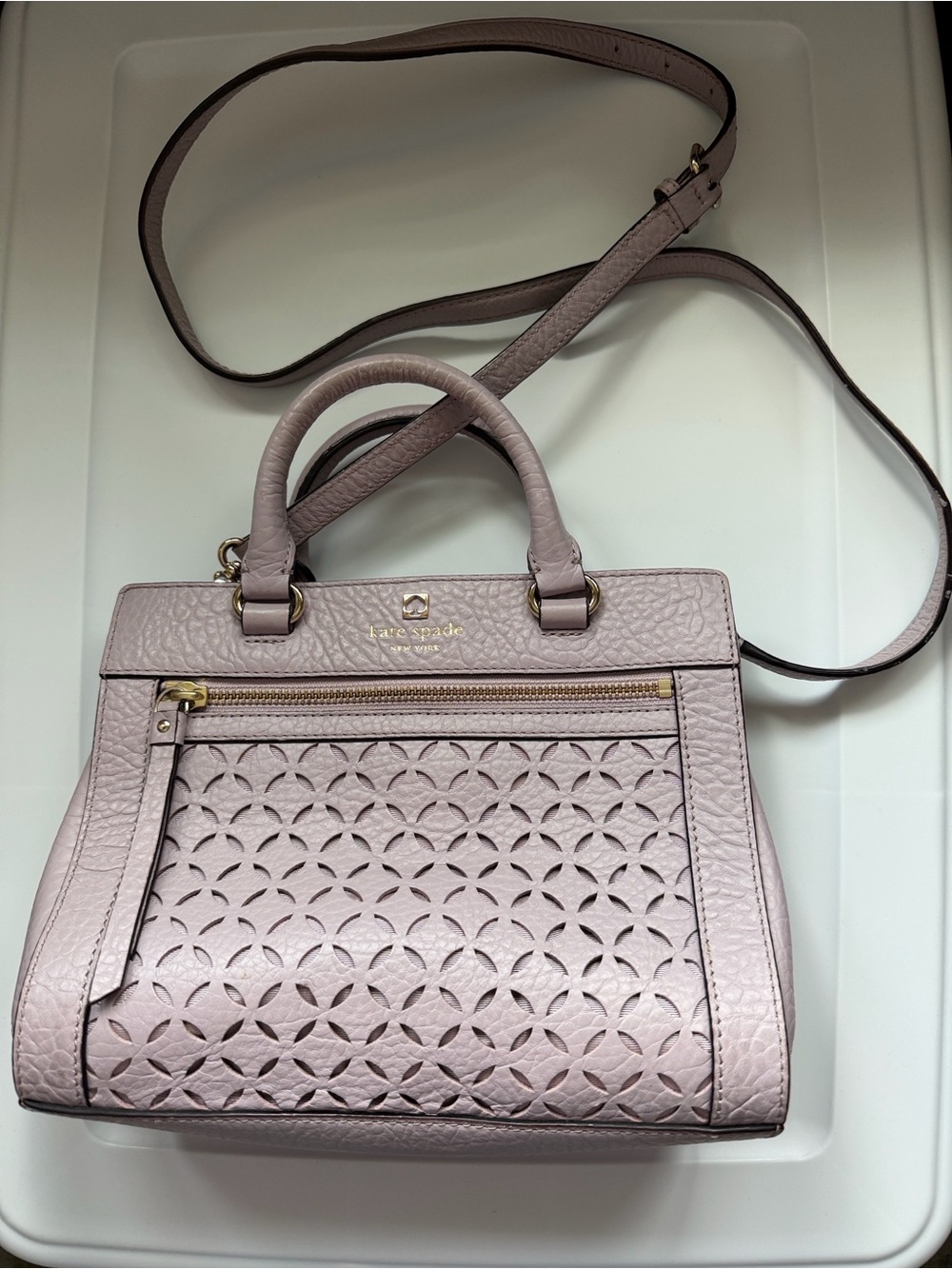 kate spade Perforated Leather purse in Light Lavender
